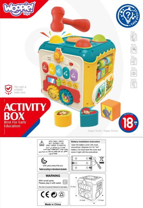 Woopie Baby WOOPIE BABY Wielofunkcyjna Kostka Aktywności Montessori 6w1 - 18m+