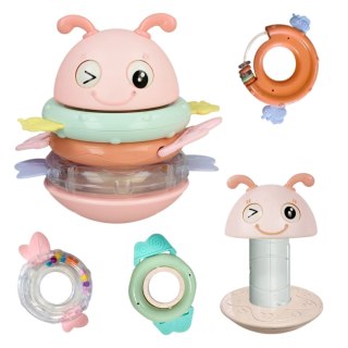 Woopie Baby WOOPIE Baby Wańka Wstańka Zabawka Sensoryczna 2w1 Grzechotka Gryzak Różowa
