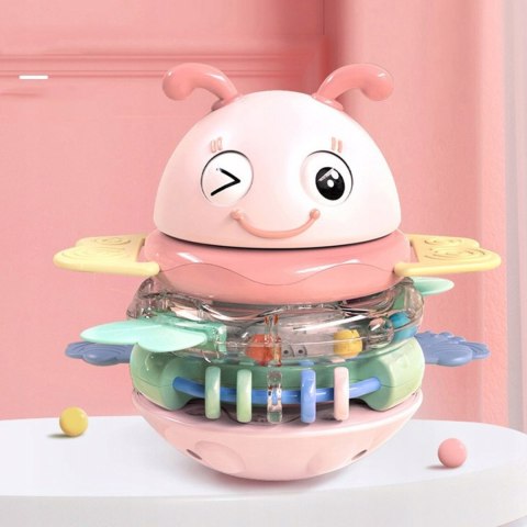 Woopie Baby WOOPIE Baby Wańka Wstańka Zabawka Sensoryczna 2w1 Grzechotka Gryzak Różowa