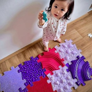 Woopie WOOPIE Mata Sensoryczna Ortopedyczna Puzzle 11 el. - Kolor Różowy/Fioletowy