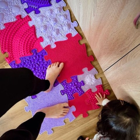 Woopie WOOPIE Mata Sensoryczna Ortopedyczna Puzzle 11 el. - Kolor Różowy/Fioletowy