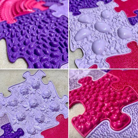 Woopie WOOPIE Mata Sensoryczna Ortopedyczna Puzzle 11 el. - Kolor Różowy/Fioletowy