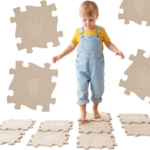 Woopie WOOPIE Mata Sensoryczna Ortopedyczna Puzzle Ręce i Nogi 16 el. - Kolor Beżowy