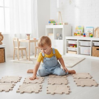 Woopie WOOPIE Mata Sensoryczna Ortopedyczna Puzzle Ręce i Nogi 16 el. - Kolor Beżowy