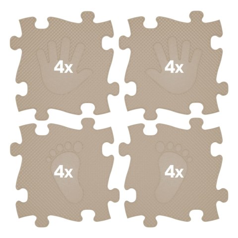 Woopie WOOPIE Mata Sensoryczna Ortopedyczna Puzzle Ręce i Nogi 16 el. - Kolor Beżowy