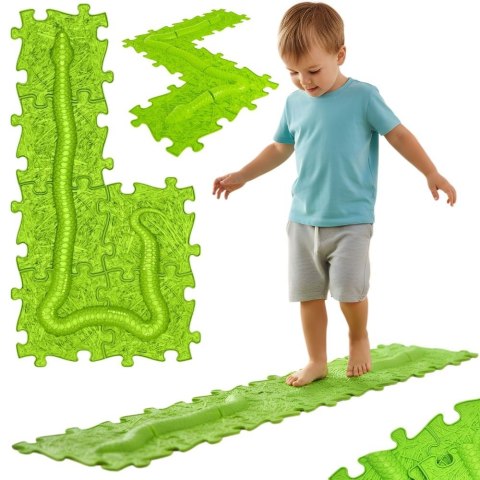 Woopie WOOPIE Mata Sensoryczna Ortopedyczna Puzzle Wąż Zielony 6 el.