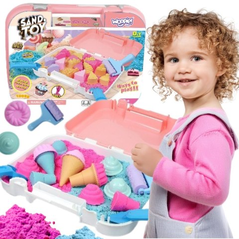 Woopie WOOPIE Zestaw Piasek Kinetyczny Lody w Walizce 1kg + Akcesoria