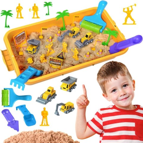 Woopie WOOPIE Zestaw Piasek Kinetyczny Plac Budowy w Walizce Pojazdy 1kg