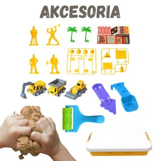 Woopie WOOPIE Zestaw Piasek Kinetyczny Plac Budowy w Walizce Pojazdy 1kg