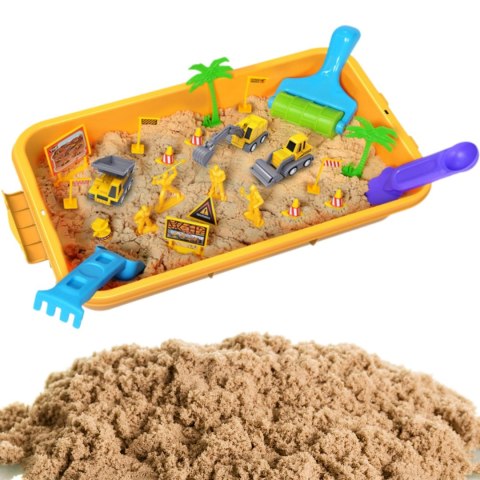 Woopie WOOPIE Zestaw Piasek Kinetyczny Plac Budowy w Walizce Pojazdy 1kg