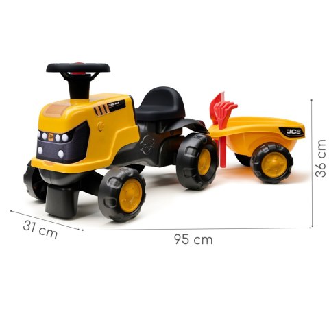 FALK FALK Jeździk Traktor JCB Fastrac z Przyczepą Łopatką i Grabkami 1-3 lat