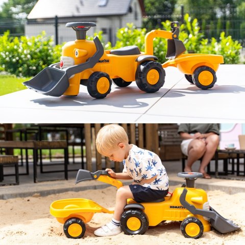 FALK FALK Jeździk Traktor Komatsu z Łyżką Koparką i Przyczepą od 1-3 Lat