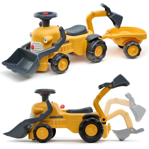 FALK FALK Jeździk Traktor Komatsu z Łyżką Koparką i Przyczepą od 1-3 Lat