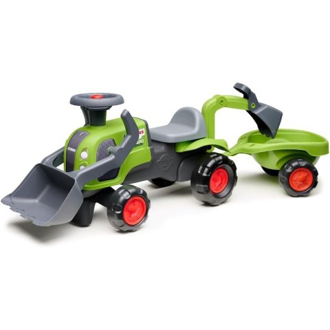 FALK FALK Traktorek Jeździk Baby Claas z Koparką Łyżką i Przyczepą