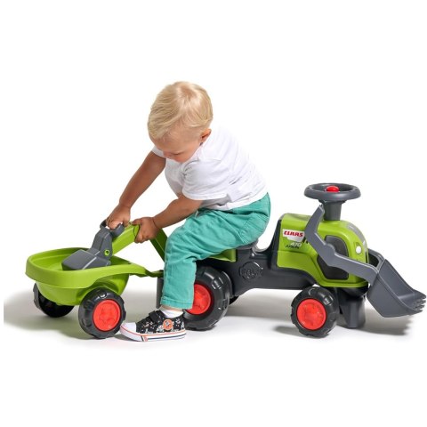 FALK FALK Traktorek Jeździk Baby Claas z Koparką Łyżką i Przyczepą