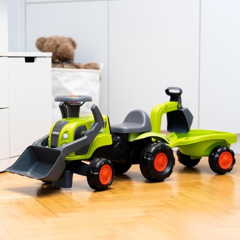 FALK FALK Traktorek Jeździk Baby Claas z Koparką Łyżką i Przyczepą