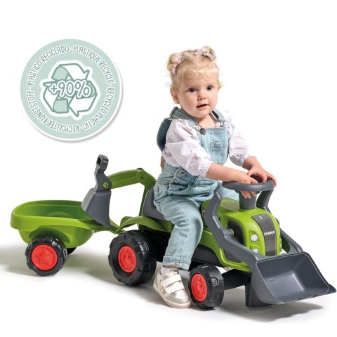 FALK FALK Traktorek Jeździk Baby Claas z Koparką Łyżką i Przyczepą