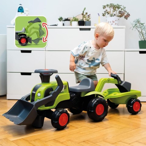 FALK FALK Traktorek Jeździk Baby Claas z Koparką Łyżką i Przyczepą
