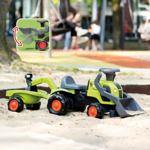 FALK FALK Traktorek Jeździk Baby Claas z Koparką Łyżką i Przyczepą