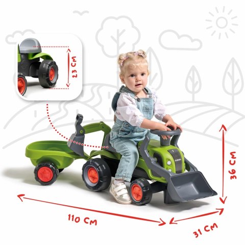 FALK FALK Traktorek Jeździk Baby Claas z Koparką Łyżką i Przyczepą
