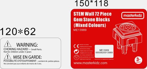 Masterkidz MASTERKIDZ Akrylowe Kolorowe Diamenciki Do Tablicy Naukowej STEM 72 Sztuki