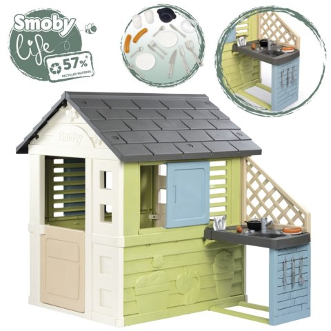 Smoby SMOBY Life Domek Ogrodowy PRETTY z Kuchnią + 17 Akcesoriów