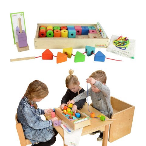 Masterkidz MASTERKIDZ Duża Drewniana Nawlekanka Sznurowanka Montessori