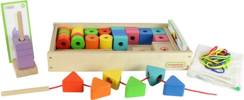 Masterkidz MASTERKIDZ Duża Drewniana Nawlekanka Sznurowanka Montessori