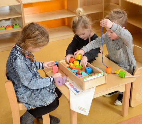 Masterkidz MASTERKIDZ Duża Drewniana Nawlekanka Sznurowanka Montessori