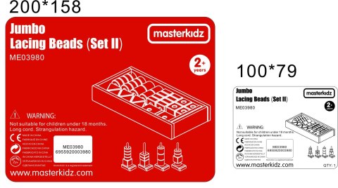 Masterkidz MASTERKIDZ Duża Drewniana Nawlekanka Sznurowanka Montessori