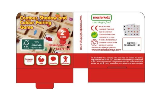 Masterkidz MASTERKIDZ Gra Dopasuj Cienie Łączenie w Pary Rozpoznawanie Przedmiotów Montessori