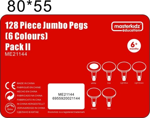 Masterkidz MASTERKIDZ Kolorowe Kołeczki Jumbo do Tablicy STEM 128 Szt. - 6 Kolorów