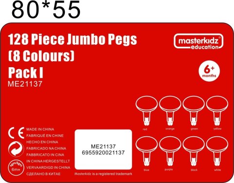 Masterkidz MASTERKIDZ Kolorowe Kołeczki Jumbo do Tablicy STEM 128 Szt. - 8 Kolorów