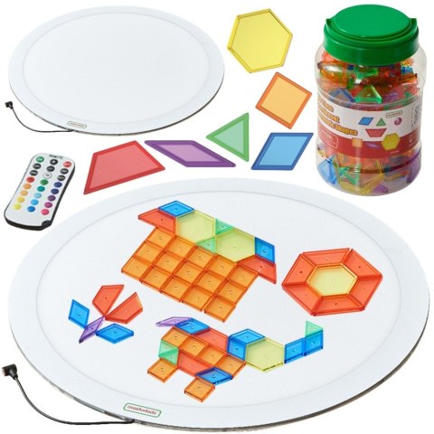 Masterkidz MASTERKIDZ Okrągły Panel Świetlny LED Kolorowy + Klocki Montessori Mozaika 140 el.