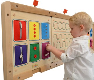 Masterkidz MASTERKIDZ Tablica Ścienna Otwieranie I Zamykanie Zamków Suwaki Guziki Montessori