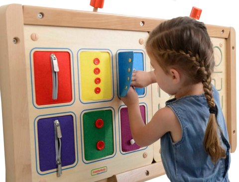 Masterkidz MASTERKIDZ Tablica Ścienna Otwieranie I Zamykanie Zamków Suwaki Guziki Montessori
