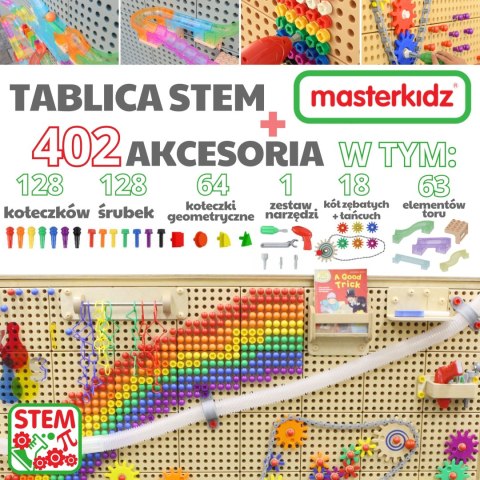 Masterkidz MASTERKIDZ Wolnostojąca Tablica Naukowa Kreatywna STEM 125 x 86 + Zestaw Akcesoriów