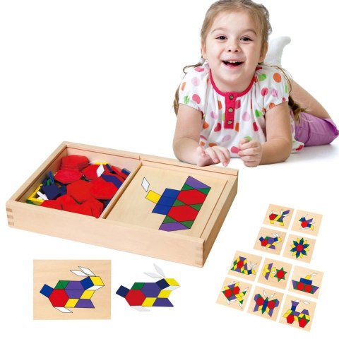 Viga Toys VIGA Drewniana Mozaika Geometryczna Klocki Dienesa Układanka Logiczna Montessori148 el