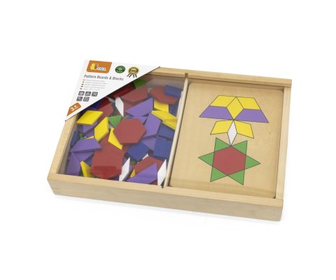 Viga Toys VIGA Drewniana Mozaika Geometryczna Klocki Dienesa Układanka Logiczna Montessori148 el