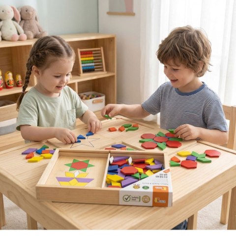 Viga Toys VIGA Drewniana Mozaika Geometryczna Klocki Dienesa Układanka Logiczna Montessori148 el