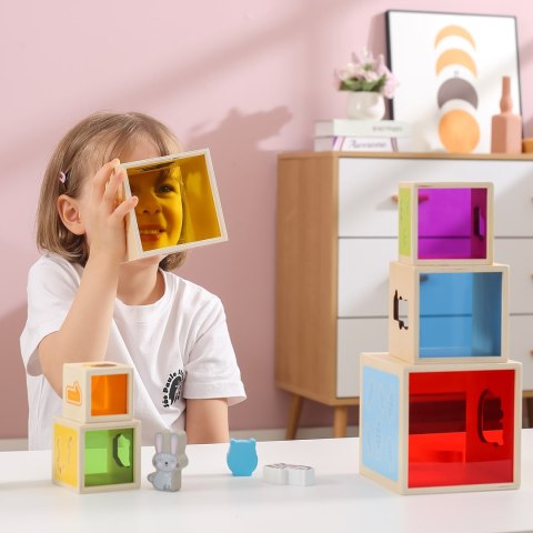 Viga Toys VIGA Drewniana Piramidka Układanka Klocki Sorter Montessori