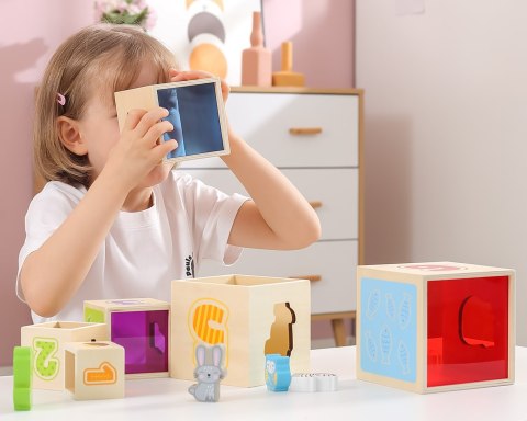 Viga Toys VIGA Drewniana Piramidka Układanka Klocki Sorter Montessori