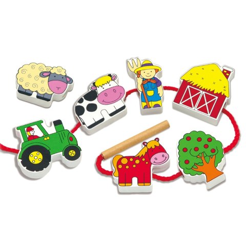 Viga Toys VIGA Drewniana Przeplatanka Klocki Farma do Nawlekania Montessori