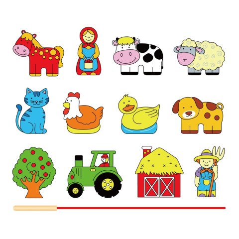 Viga Toys VIGA Drewniana Przeplatanka Klocki Farma do Nawlekania Montessori