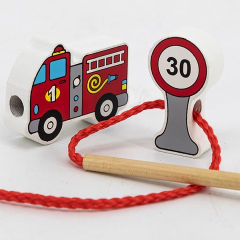 Viga Toys VIGA Drewniane Klocki Drewniane Przeplatanka Sznurowanka Samochody