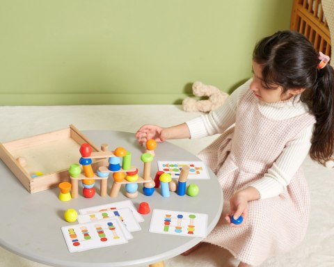 Viga Toys VIGA Drewniane Klocki Geometryczne Układanka 52 el.