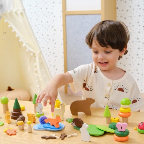 Viga Toys VIGA Drewniane Klocki Kolorowe Leśne Opowieści Pudełko 58el.