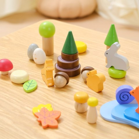 Viga Toys VIGA Drewniane Klocki Kolorowe Leśne Opowieści Pudełko 58el.