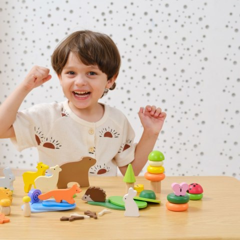 Viga Toys VIGA Drewniane Klocki Kolorowe Leśne Opowieści Pudełko 58el.