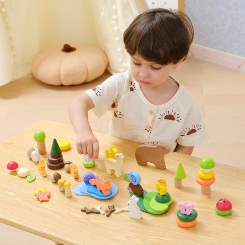 Viga Toys VIGA Drewniane Klocki Kolorowe Leśne Opowieści Pudełko 58el.